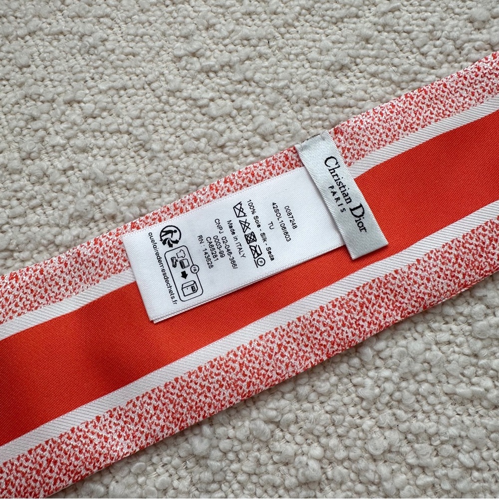 SOLD ❌ Dior Dioriviera Toile de Jouy Soleil Mitzah Silk Scarf | Orange / Coral - Picture 5 of 12